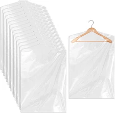30 Pack Garment Bags for Hanging Clothes, Clear Plastic Dry Cleaning Bags Clothe