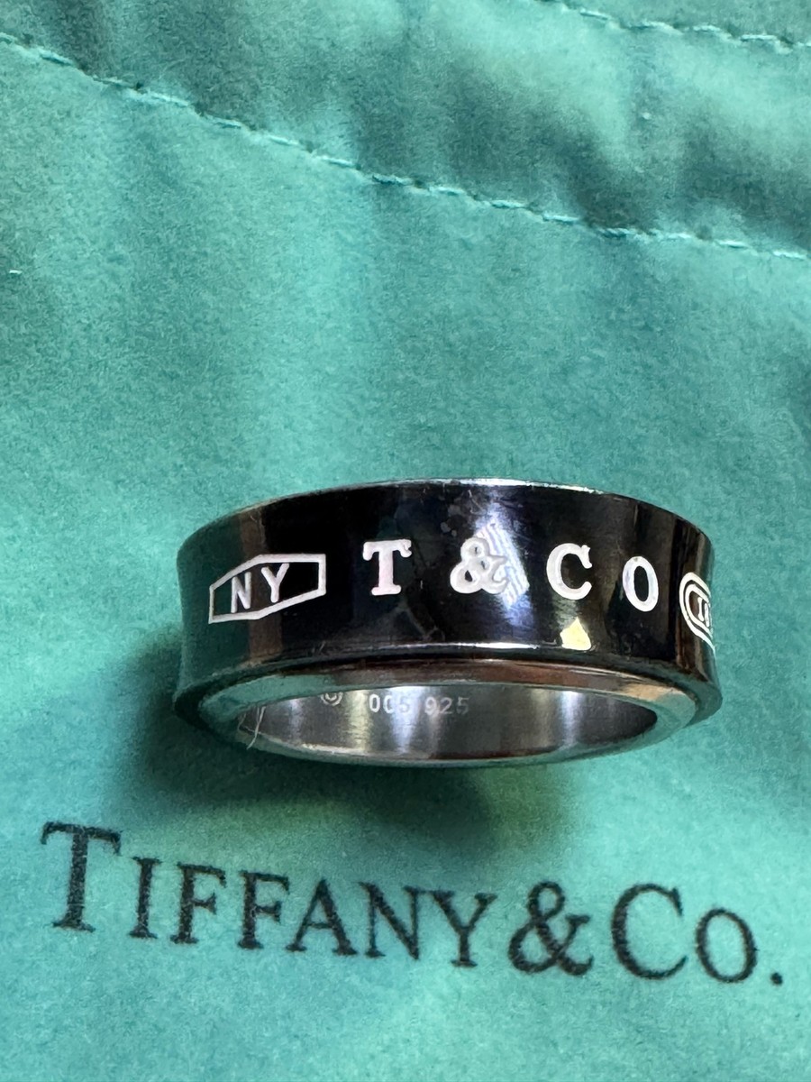 Tiffany & Co Ring 925 Sterling Silver Black & White T & Co 2005