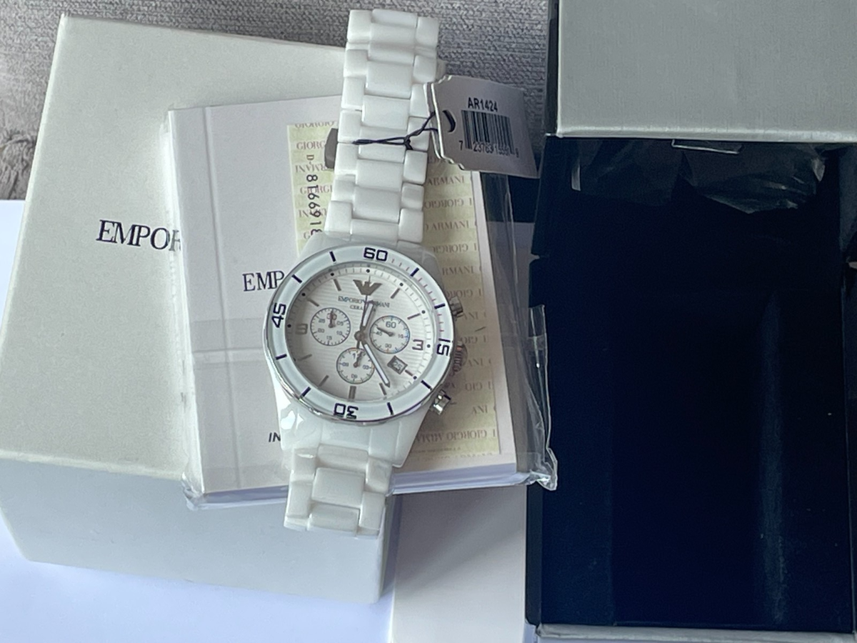 Emporio Armani 43mm White Ceramic Men Watch - (AR1424) for sale