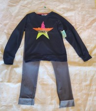 Kids Navy Sequin Star Matching Set - Top Leggings