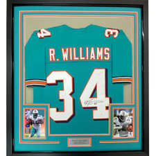 FRAMED Autographed/Signed RICKY WILLIAMS 33x42 Miami Teal Jersey JSA COA Auto