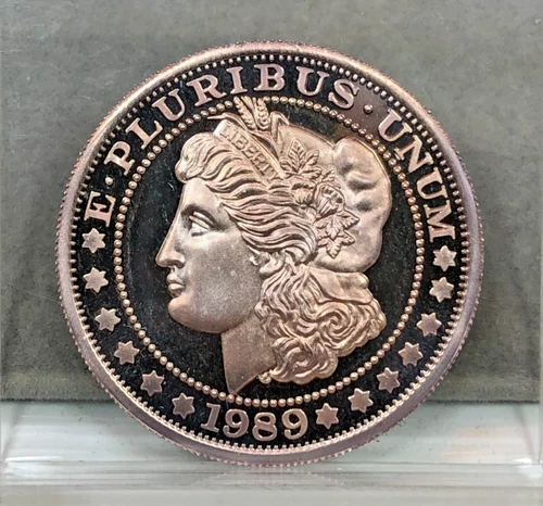 1989 VINTAGE SILVERTOWNE  1oz 999 FINE Silver Coin Rd  MORGAN Ms LIBERTY & EAGLE