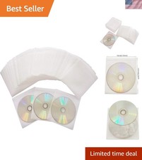 100 Pack CD DVD Sleeves,Thick Non-Woven Material Double-Sided Refill Plastic...