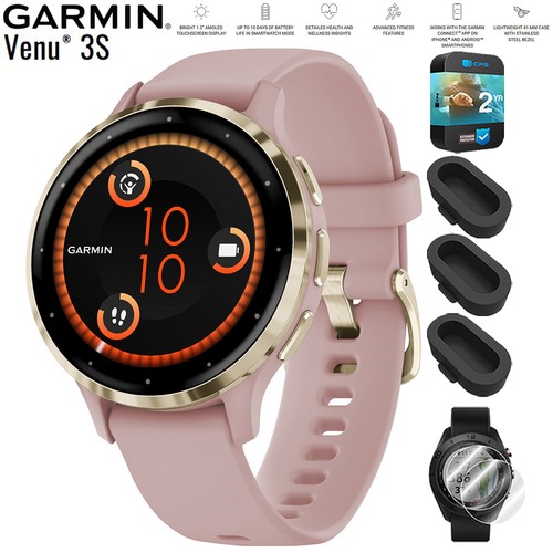 Garmin Venu 3S GPS Smartwatch Gold with Rose Case 41mm + 2 Year Warranty Bundle - Picture 2 of 12