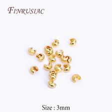 50/100Pcs 18K Gold Plated Crimp Covers,Round Covers Open Crimp End Beads,Stopper