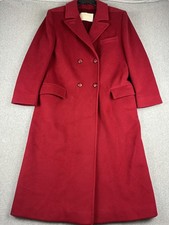 Vintage Pendleton Coat Womens 8 Red Wool Long Overcoat Double Breasted USA 60s