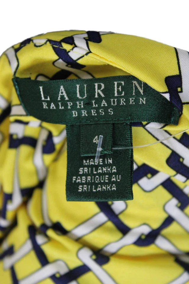 Платье миди женское Lauren Ralph Lauren с геометрическим узором короткий рукав желтое размер 4 - Изображение 4 из 4