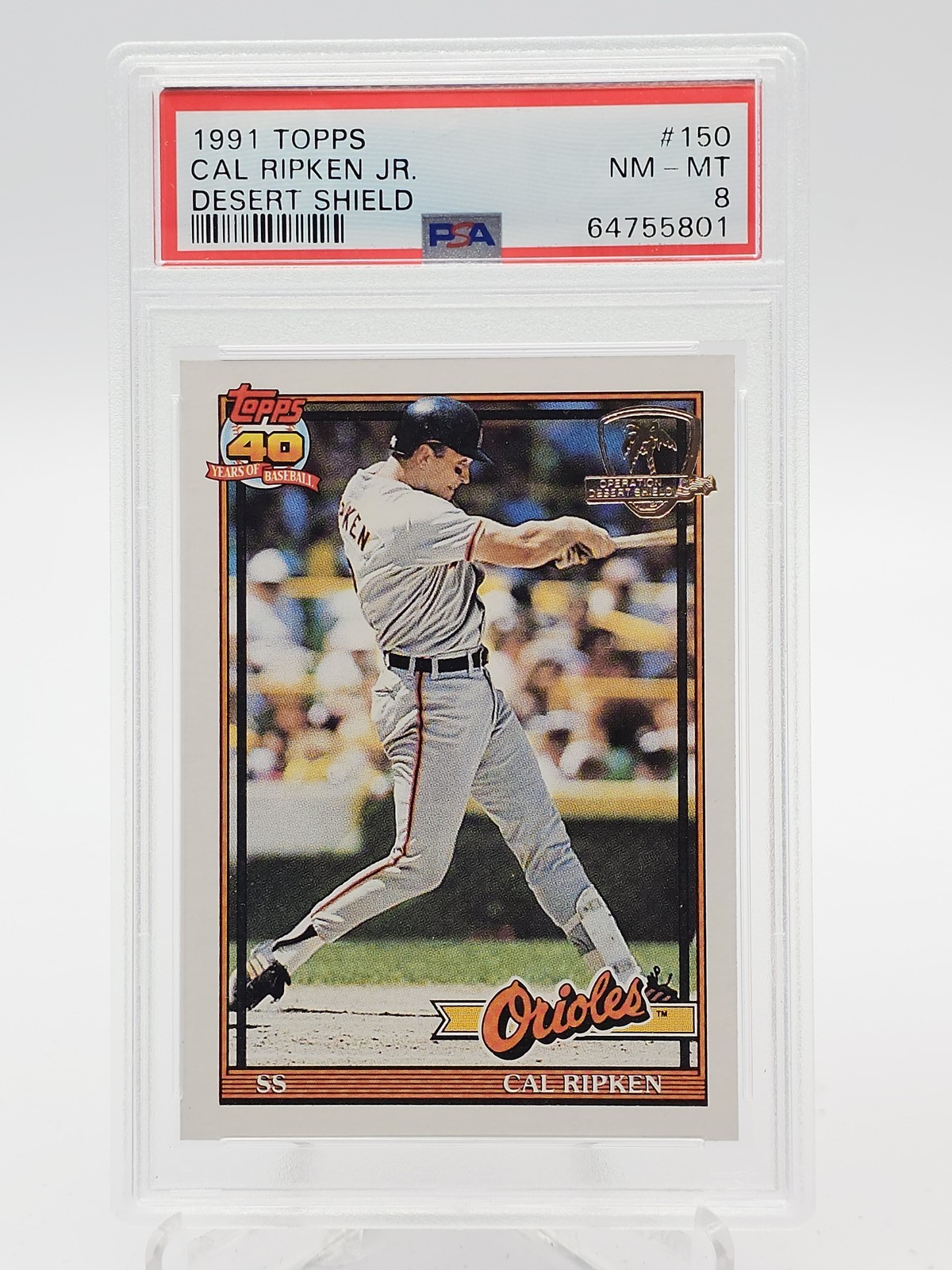 CAL RIPKEN JR 1991 TOPPS DESERT SHIELD #150 PSA 8 Q7113