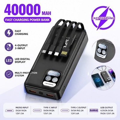 66W 40000mAh Power Bank Super Fast Charge Portable External Battery LED Display