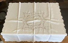 Tablecloth Beige Embroidered Square 41 X 41 Scalloped Edge