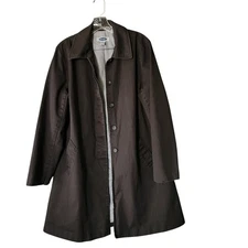 Y2K Old Navy Car Coat Mens L Above Knee Overcoat Lined Work Gray Utility