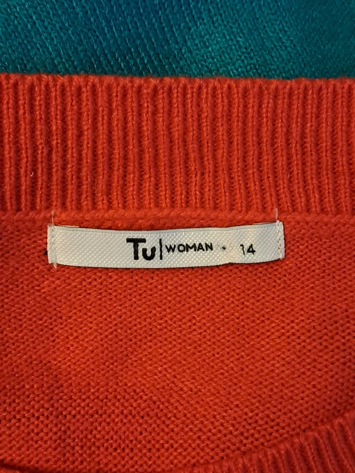 TU Striped Knitted Christmas Jumper Size 14 Tis the Season Sequin Colourful - Image 4 of 4