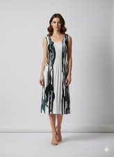 Womens Plus Size Curve Abstract Print MIDI Elasticated Dress Up to UK SIZE 24 P8