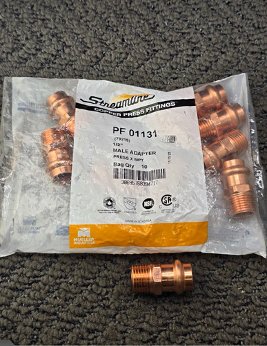 PRS Streamline Copper Press x MPT Male Adapter 1/2 in PF 01131 ** 10 PACK**