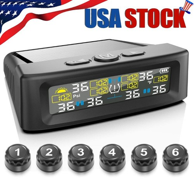#ad #ad RV Tire Pressure Monitoring System Solar Charging TPMS w 6 External Sensors New $29.89