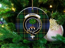 Mowat Clan Scottish Tartan Crest Ceramic Ornament