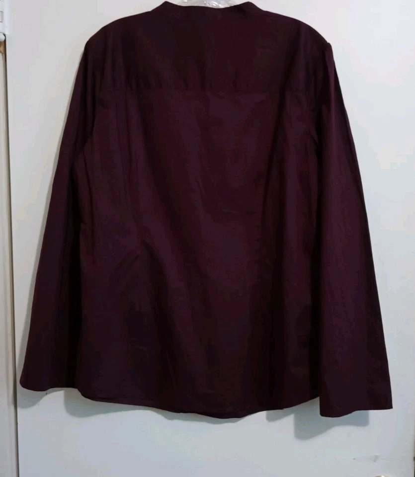 Gap XL Peasant Style Tunic Blouse L/S Burgundy Wine Embroidered 100% Cotton NWT - Imagem 3 de 4