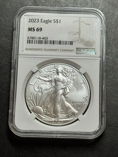 2023 American Silver Eagle Dollar $1 Graded NGC MS69 BU 1oz Silver Coin (1540)