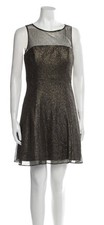 Aidan Mattox Womens Shimmer Black Gold Party Cocktail Dress Retail 230 Medium