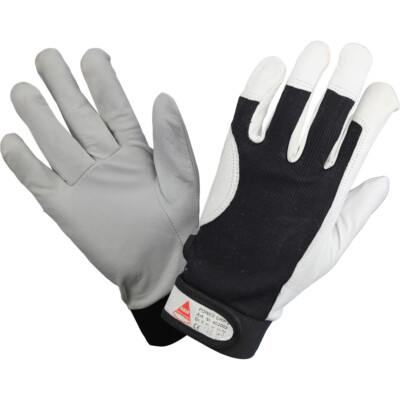 Power Grip 2 Montage Handschuh Klett Lederhandschuhe Ziegen Nappa Leder Größe 7