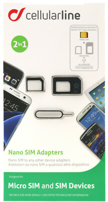 Cellularline 2in1 Adapter Set für SIM Format Nano-SIM auf Micro-SIM Klammer 448