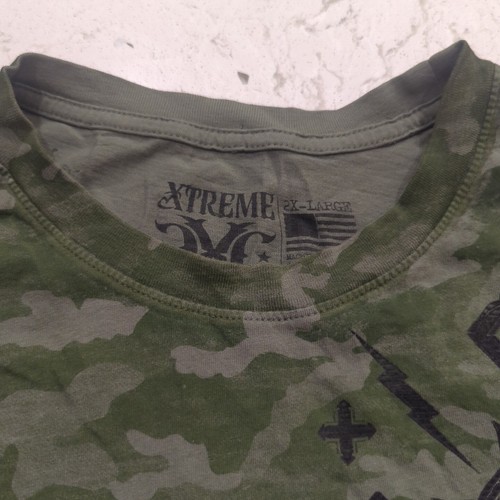 Xtreme Couture Shirt Mens Size 2XL Green Camp Skull Graphic Search & Destroy - Picture 2 of 13