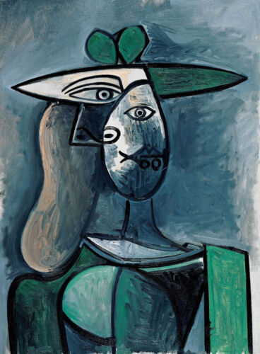 Picasso donna con cappello verde arte opera d'arte immagine 30x42 collezione A1PP51 - Foto 1 di 2