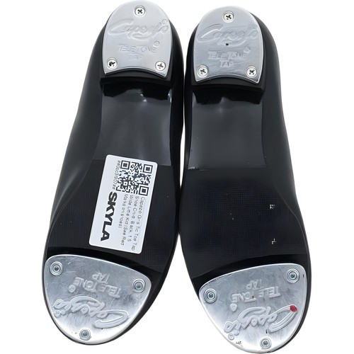 Capezio Girls Tic Toe Black Tap Shoes 1.5 Wide Little Kid - Picture 6 of 6