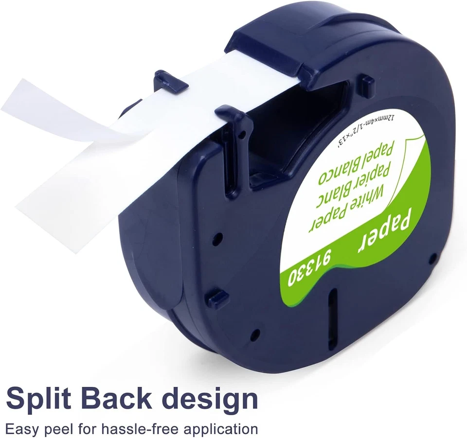 Заправочная лента для этикеток Dymo LetraTag 91330 белая бумага совместимая с 12 мм 1/2 дюйма LT-100H - Изображение 4 из 4