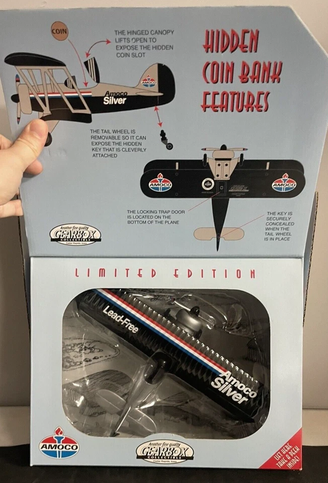 WACO Limited Edition AMOCO BIPLANE Airplane Collector Bank  - Image 2 of 4