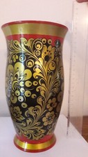 Holz Vase russische Volksmotiv handbemalt