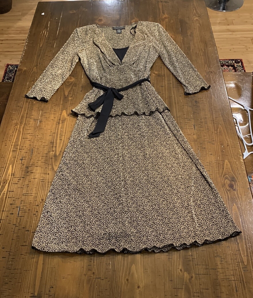 CONNECTED APPAREL BROWN PATTERNED SELF TIE BELTED… - image 8