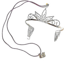 Lot of 2 Girls Costume Accessories Princess TIARA w/Rhinestones CROWN NECKLACE