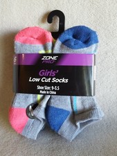 Zone Pro Girls Low Cut Socks 6 Pair Pack Shoe Size 9-3.5