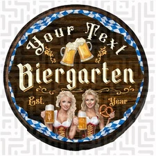 Customized Beer Sign German Flag Prost Biergarten Man Cave Wooden Barrel Head
