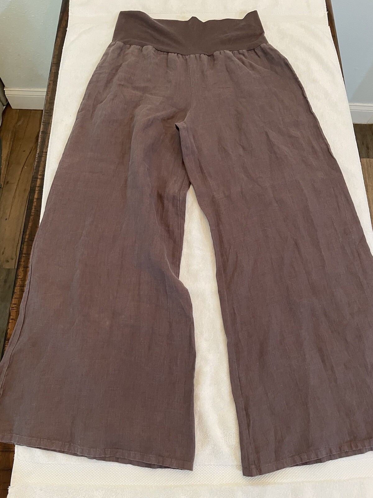 BRYN WALKER Ella Pants S Light Purple Heavy Linen Long Full Wide Leg Pull On