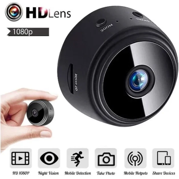 Mini Camera Espion - HD 1080P - Portable - WiFi - Vision nocturne - Noir - Photo 3/4