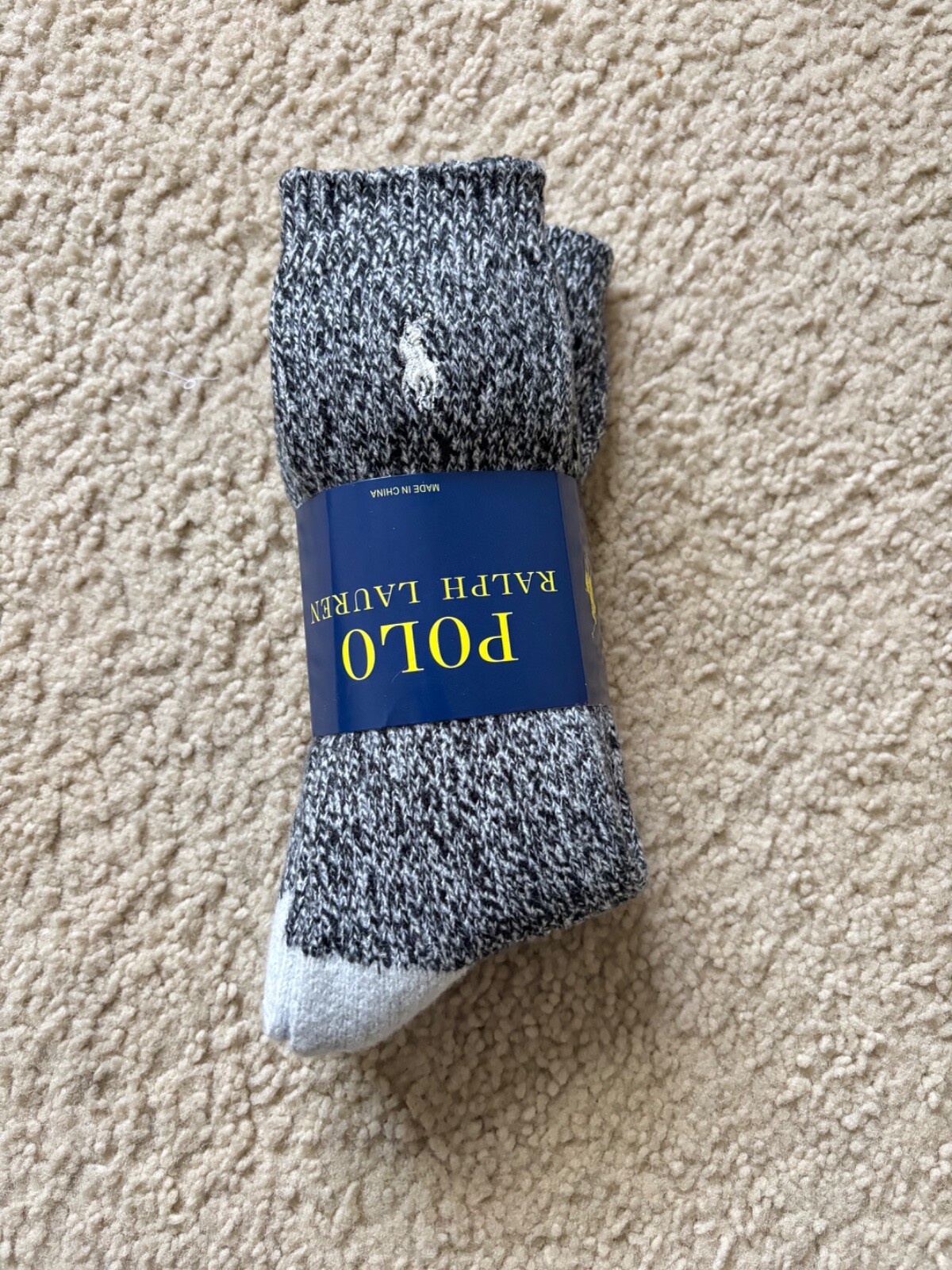 Polo Ralph Lauren Calzini Uomo Crew 2 Paia Grigio Pony Logo Cotone