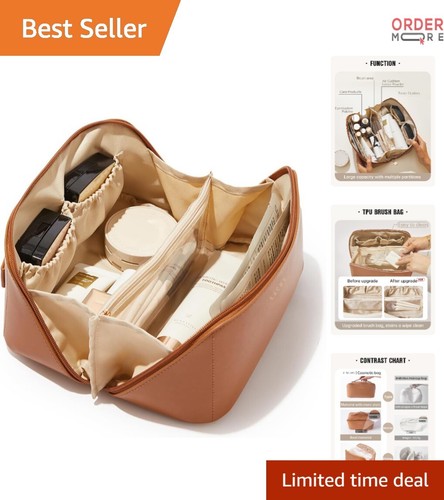 Travel Makeup Bag Waterproof Large Capacity Cosmetic Organizer with Divider