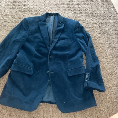 Circola Moda Blazer Mens 40R Dark Turquoise Blue Corduroy Sport Coat Preppy