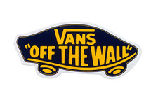 VANS Off The Wall Skateboard Sticker 4.25" yellow/navy blue sk8