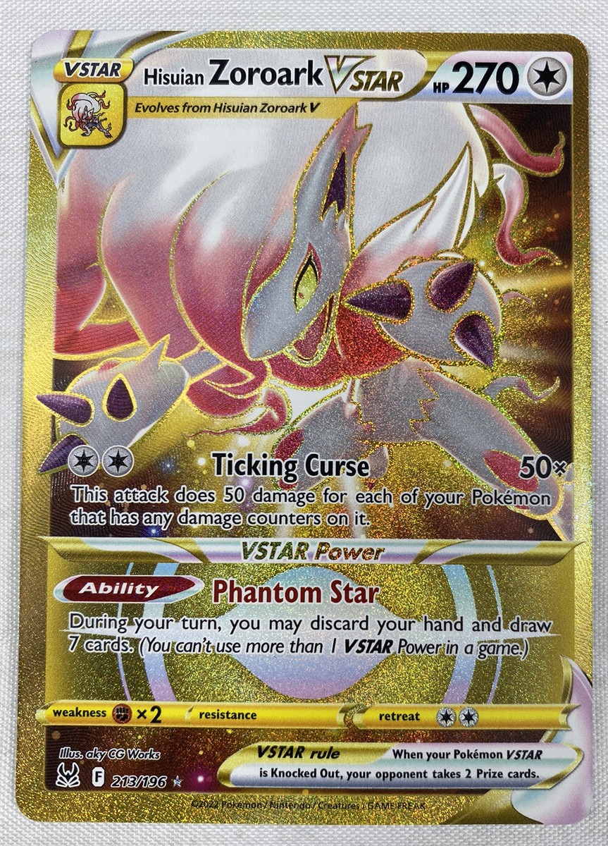 Hisuian Zoroark VSTAR 213/196 Pokemon TCG Lost Origin Gold Secret