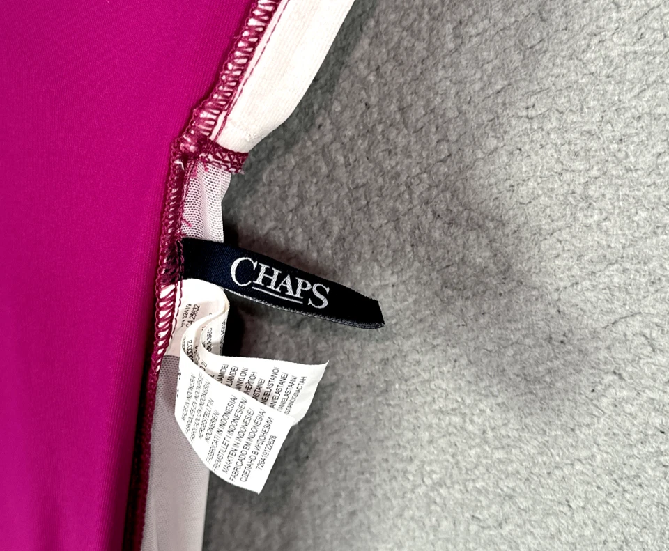 Chaps 泳衣女式 18 粉色游泳连衣裙连体无线 1 件泳衣 — 第 3/4 张图片