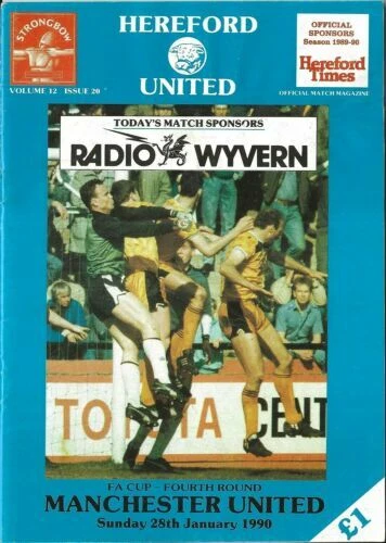 Hereford United Home Team Football FA Cup Fixture Programmes (1990s)