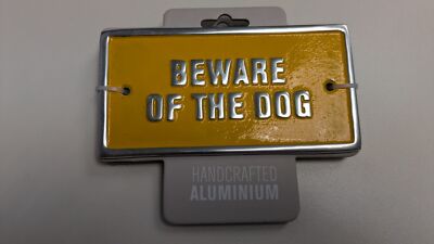 Vorsicht vor den Hunden Aluminium Schild Handarbeit Metall Emaille