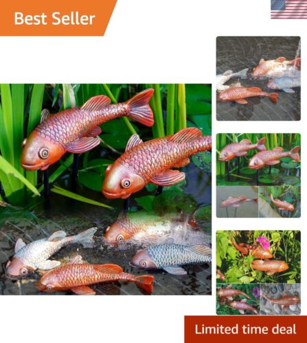 Weather-Resistant Antique Koi Fish Sculptures - 2-Piece Outdoor Statues Set