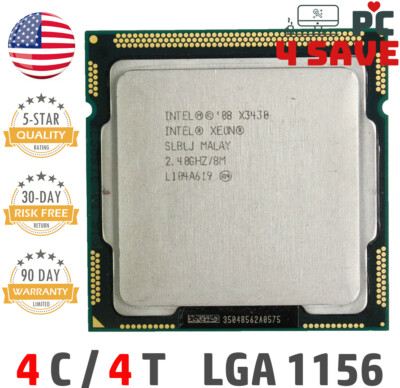 Intel Xeon X3430 SLBLJ 2.40GHz 8MB Quad Core LGA 1156 Server Processor CPU 95W