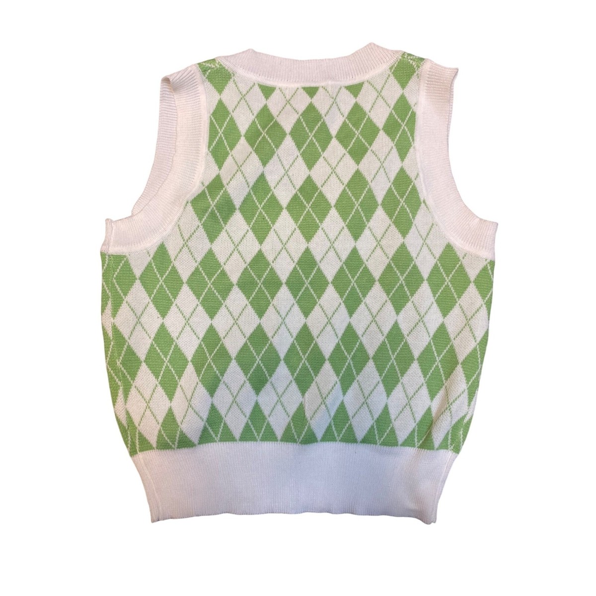 Luvlink Women's Green and White Checkered Sweater Vest Size