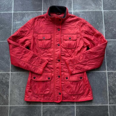 Vintage retro Barbour women's quilted utility fleece lined red jacket