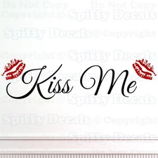 KISS ME WITH LIPS BEDROOM GOODNIGHT LOVE Quote Vinyl Wall Decal Decor Sticker